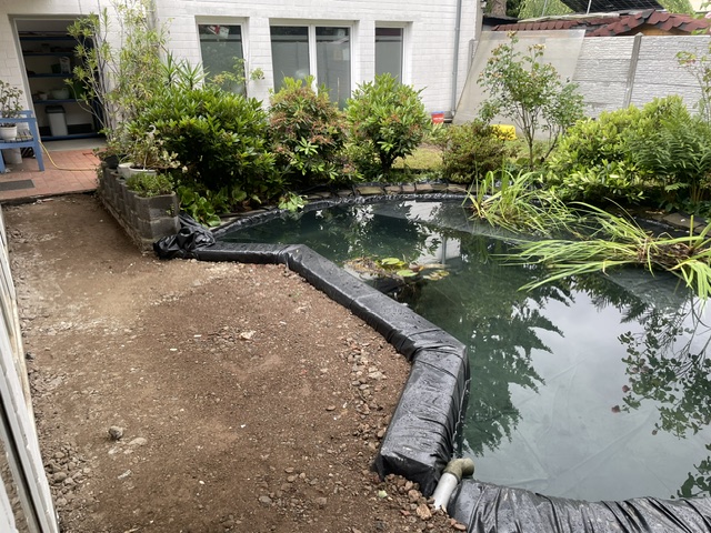 Gartenpflege und Teich Erneuerung vorher